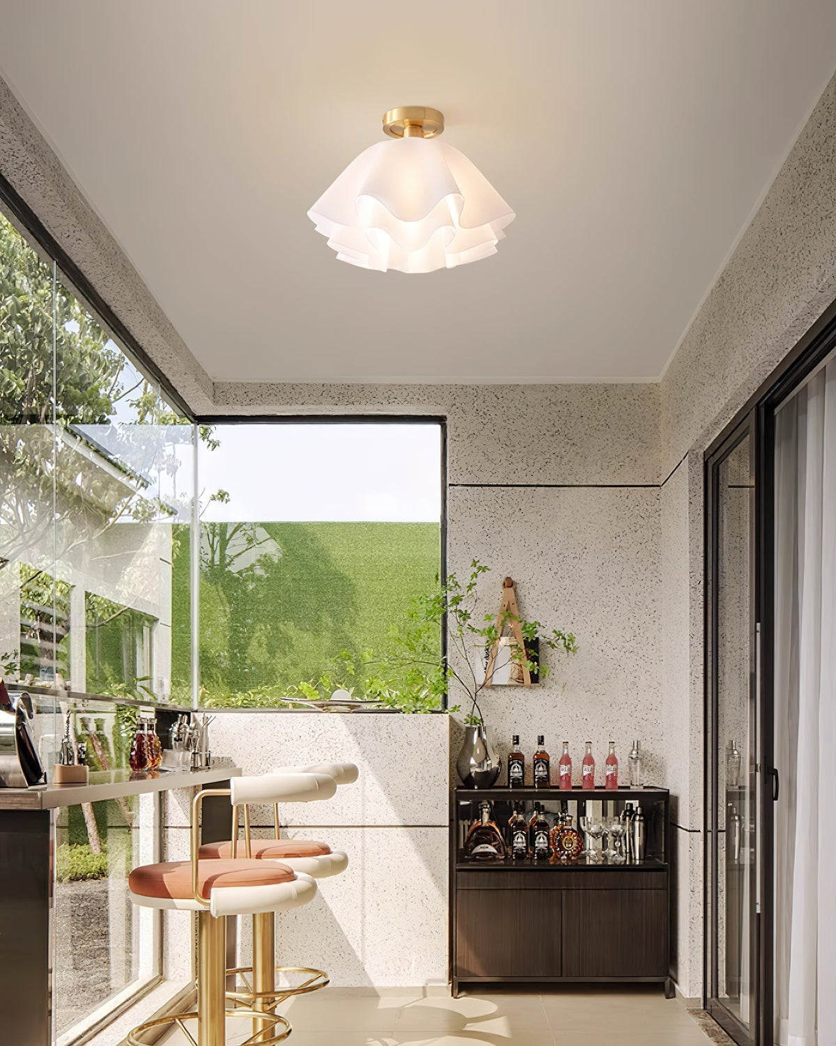 Flush Mount Acrylic Folded Ceiling Light 12 in White for Bedroom Living Room Hallway Modern E27 LED Fixture Home Decor Overhead Lighting | Thomler
