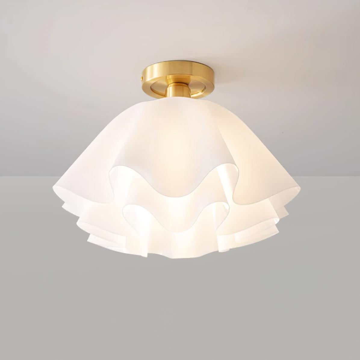 Flush Mount Acrylic Folded Ceiling Light 12 in White for Bedroom Living Room Hallway Modern E27 LED Fixture Home Decor Overhead Lighting | Thomler