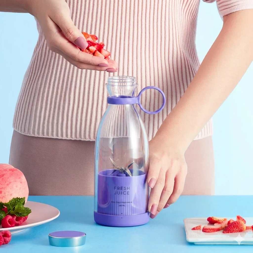 Personal Blender Rechargeable 14 fl oz Cup USB Powered 6-Blade Juicer for Shakes & Fruit Drinks Gym Travel Office Cordless Mini Mixer Protei | Thomler
