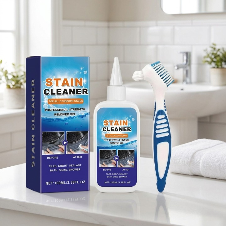 Heavy-Duty Gel Cleaner for Grout and Caulk with Applicator Brush 3.4 fl oz for Showers Kitchens Tiled Surfaces | Thomler