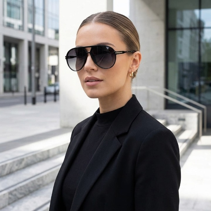 Oversized Aviator Sunglasses UV400 Protection Retro Square Frame Women Men Unisex 70s Vintage Style Lightweight Fashion Eyewear for Beach Fe | Thomler