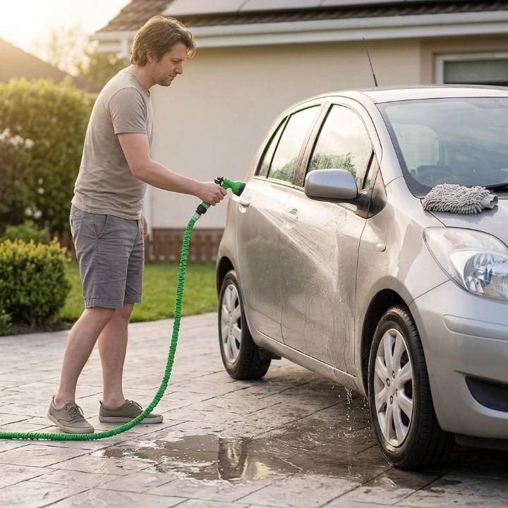 Expandable Garden Hose 25 ft to 200 ft with 7-Pattern Spray Nozzle for Yard Watering Car Wash Pet Bathing | Thomler