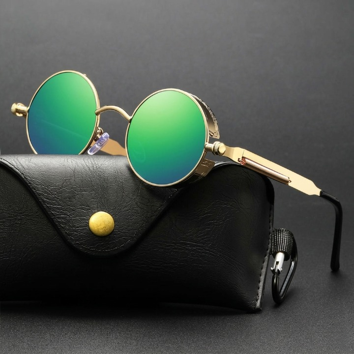 Vintage Round Sunglasses Polarized UV400 Protection Metal Frame Gothic Industrial Design for Men Women Everyday Outdoor | Thomler