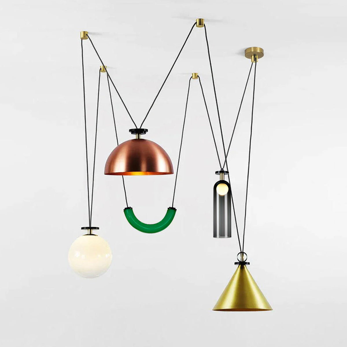 Lámpara de techo escultural modular con secciones ajustables y opciones de acabado personalizadas para comedor, cocina y sala de estar | Thomler