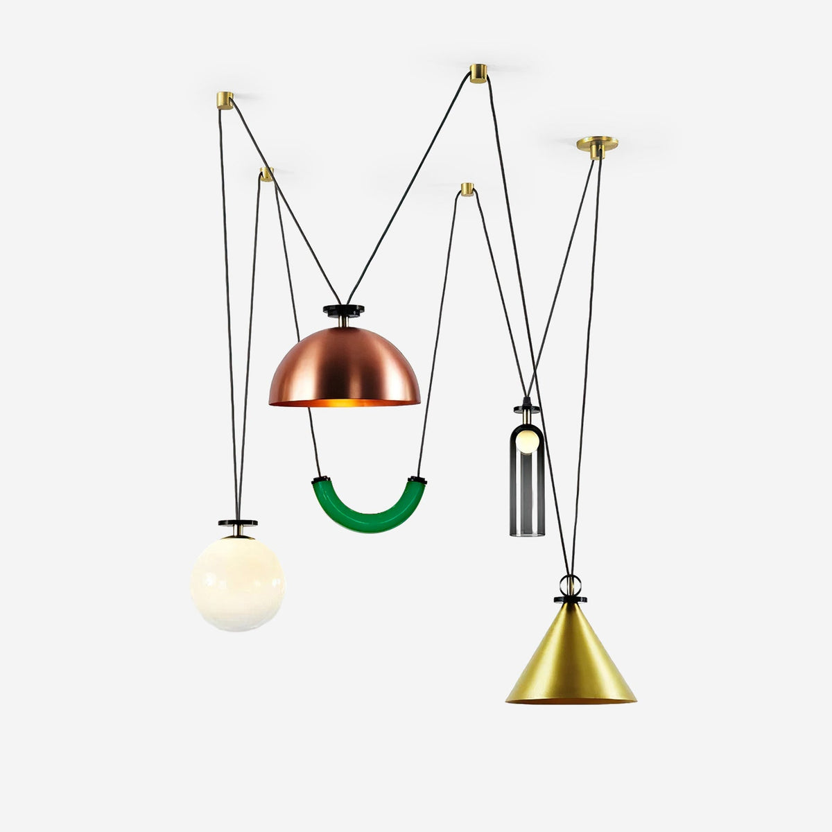 Lámpara de techo escultural modular con secciones ajustables y opciones de acabado personalizadas para comedor, cocina y sala de estar | Thomler