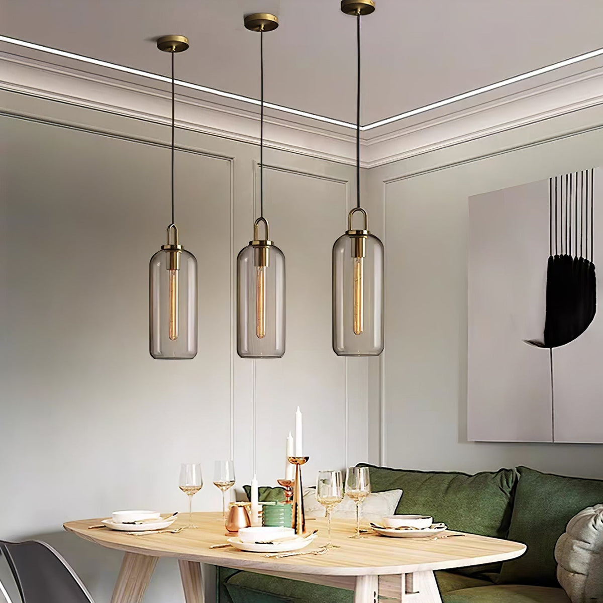 Glass Globe Hanging Light Fixture with Adjustable Cord for Dining Room Kitchen Island Bedroom Modern Minimalist Ceiling Pendant Lamp | Thomler