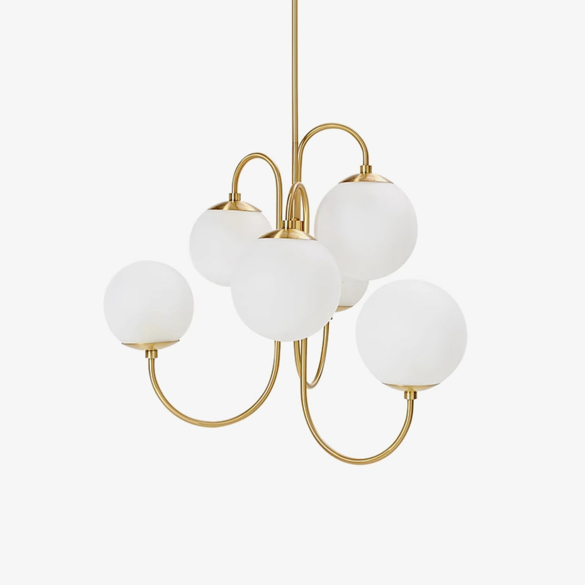 Lámpara de techo de varios brazos, marco de metal, pantallas de vidrio esmerilado, oro, negro, blanco, 30 pulgadas de diámetro, para sala de estar, comedor, dormitorio, luz superior | Thomler