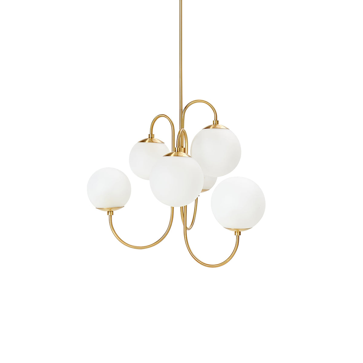 Lámpara de techo de varios brazos, marco de metal, pantallas de vidrio esmerilado, oro, negro, blanco, 30 pulgadas de diámetro, para sala de estar, comedor, dormitorio, luz superior | Thomler