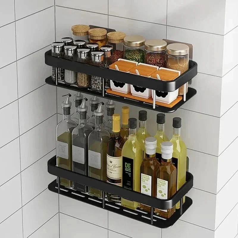 Wall-Mounted Corner Organizer Rack ABS Adhesive No-Drill Bathroom Caddy Triangle Rectangle Shape Holds Shampoo Soap Toiletries for Small Spa | Thomler