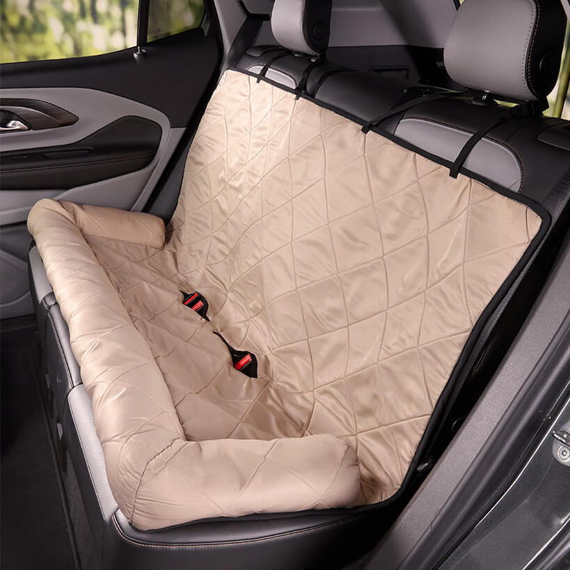 Funda de asiento de coche para perros – Hamaca de viaje acolchada para perros medianos y grandes con correas de seguridad y bolsillos de almacenamiento