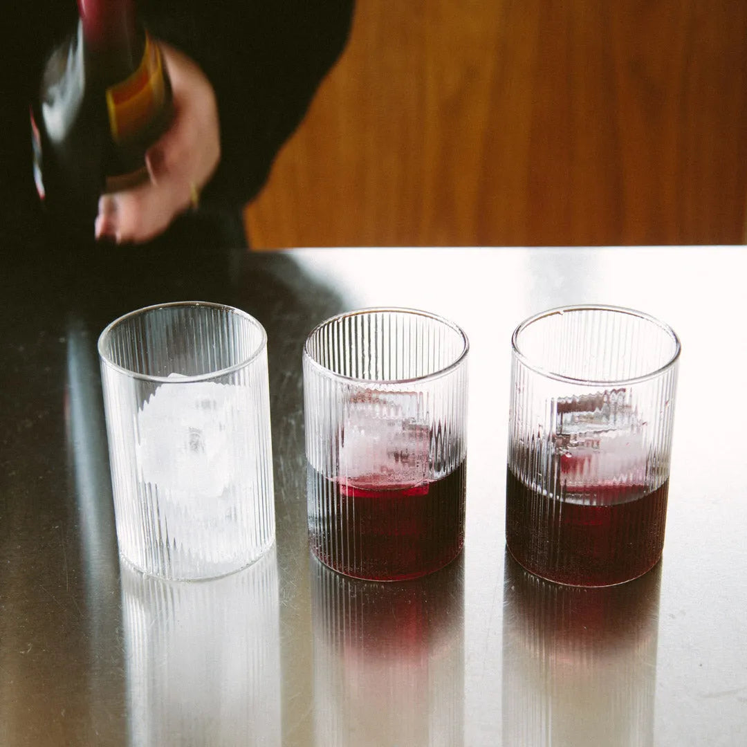 Textured Tumbler Glass 14 fl oz Clear Glassware for Water Juice Cocktails Wine Everyday Dining Entertaining Guests Kitchen Table Cylinder Dr | Thomler