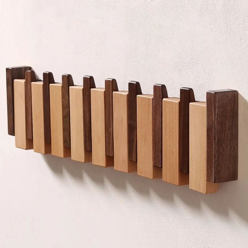 Wall-Mounted Hook Rack Folding Pegs Walnut Beech Wood Natural Finish Entryway Hallway Foyer Bedroom Organizer Space-Saver for Jackets Scarve | Thomler