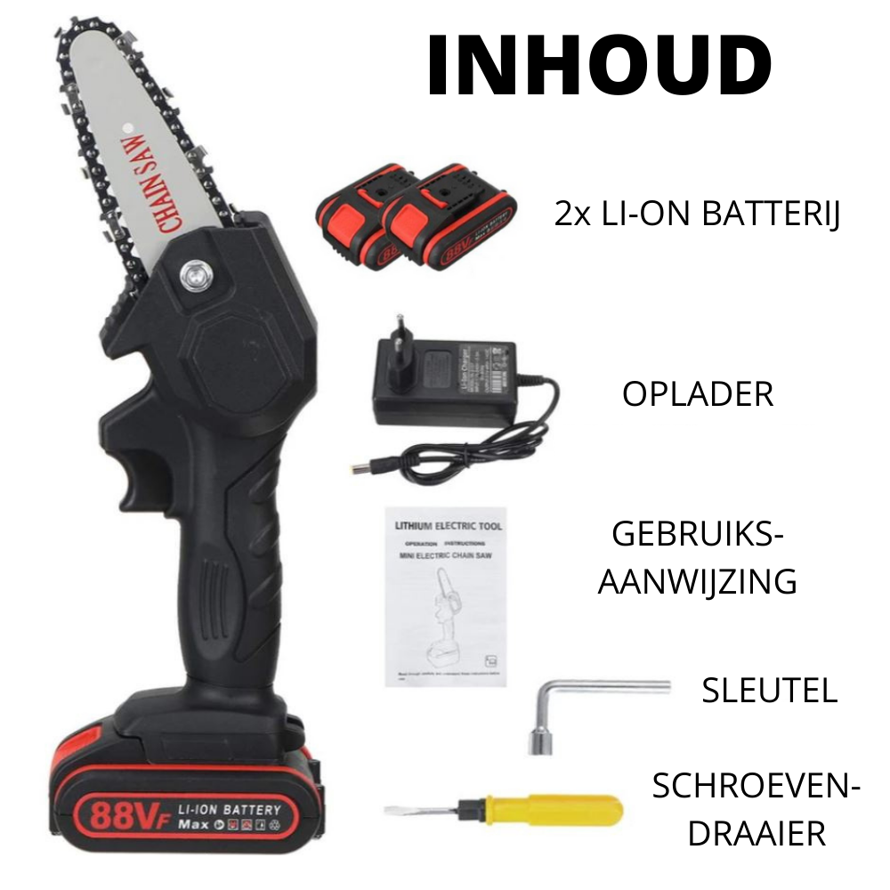 Cordless Electric Mini Chainsaw with 2 Batteries – Compact One-Hand Pruning Saw for Trees & Yard Work