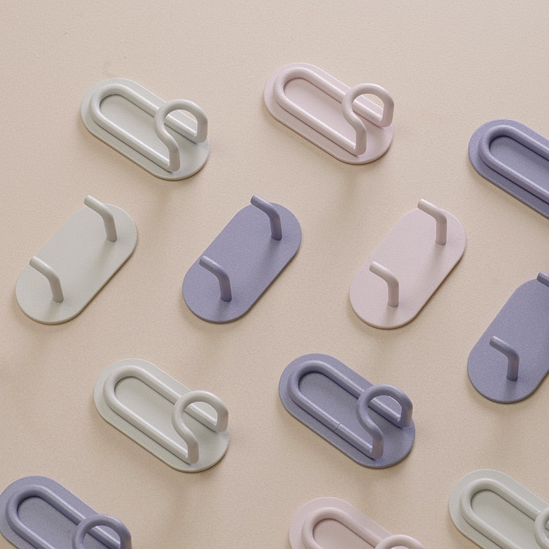 Adhesive Metal Hooks for Bathroom & Kitchen Storage — Dual-Hook Design, No Drilling, Lightweight Organizer for Keys, Towels, Accessories | Thomler