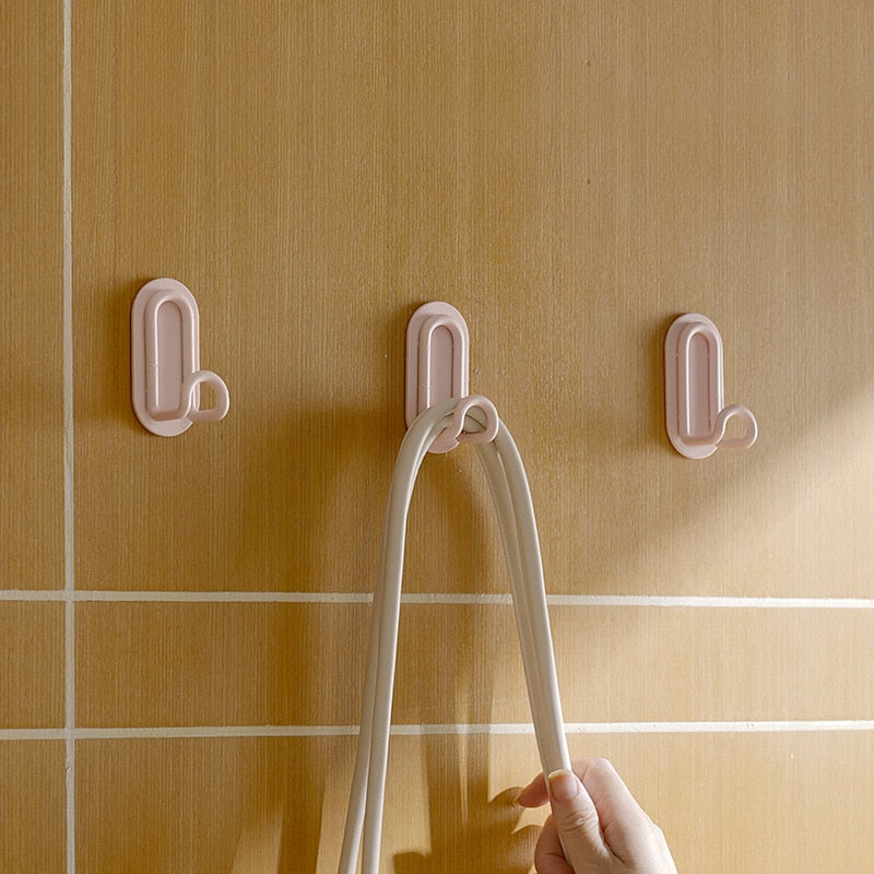 Adhesive Metal Hooks for Bathroom & Kitchen Storage — Dual-Hook Design, No Drilling, Lightweight Organizer for Keys, Towels, Accessories | Thomler