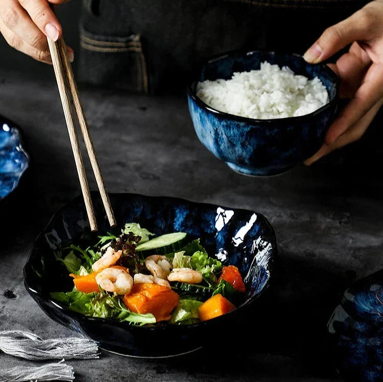 Ceramic Tableware Collection 10-Piece Set with Celestial Blue Pattern for Family Dinners Casual Dining Formal Entertaining Kitchen Essential | Thomler