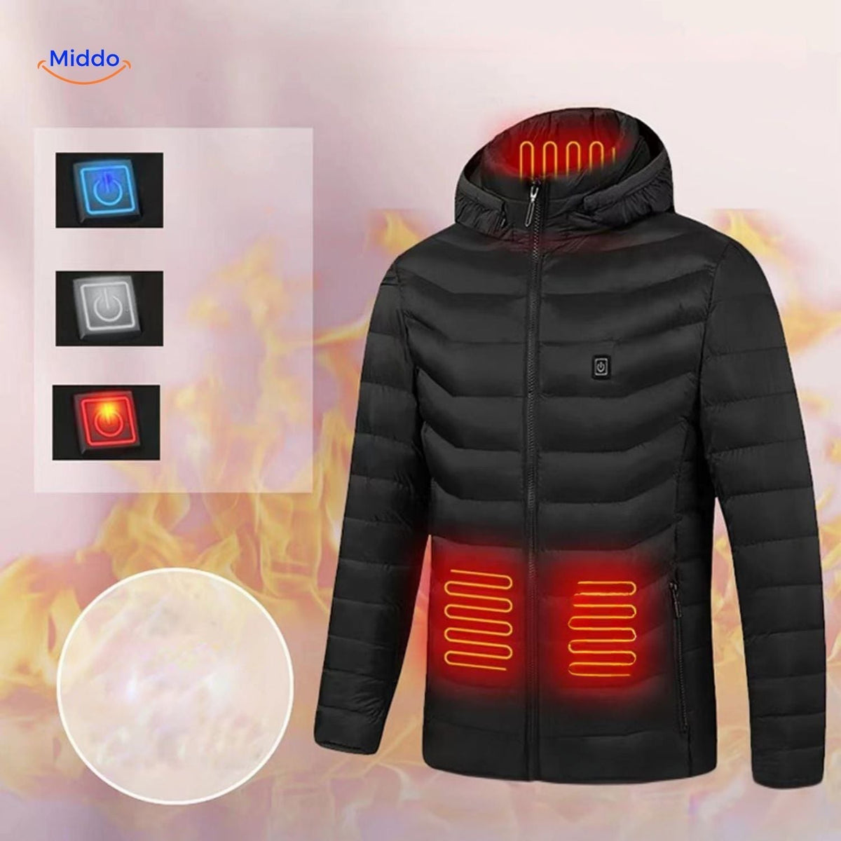USB Heated Jacket with Tailored Silhouette and Zipper Design for Cold Weather Wear