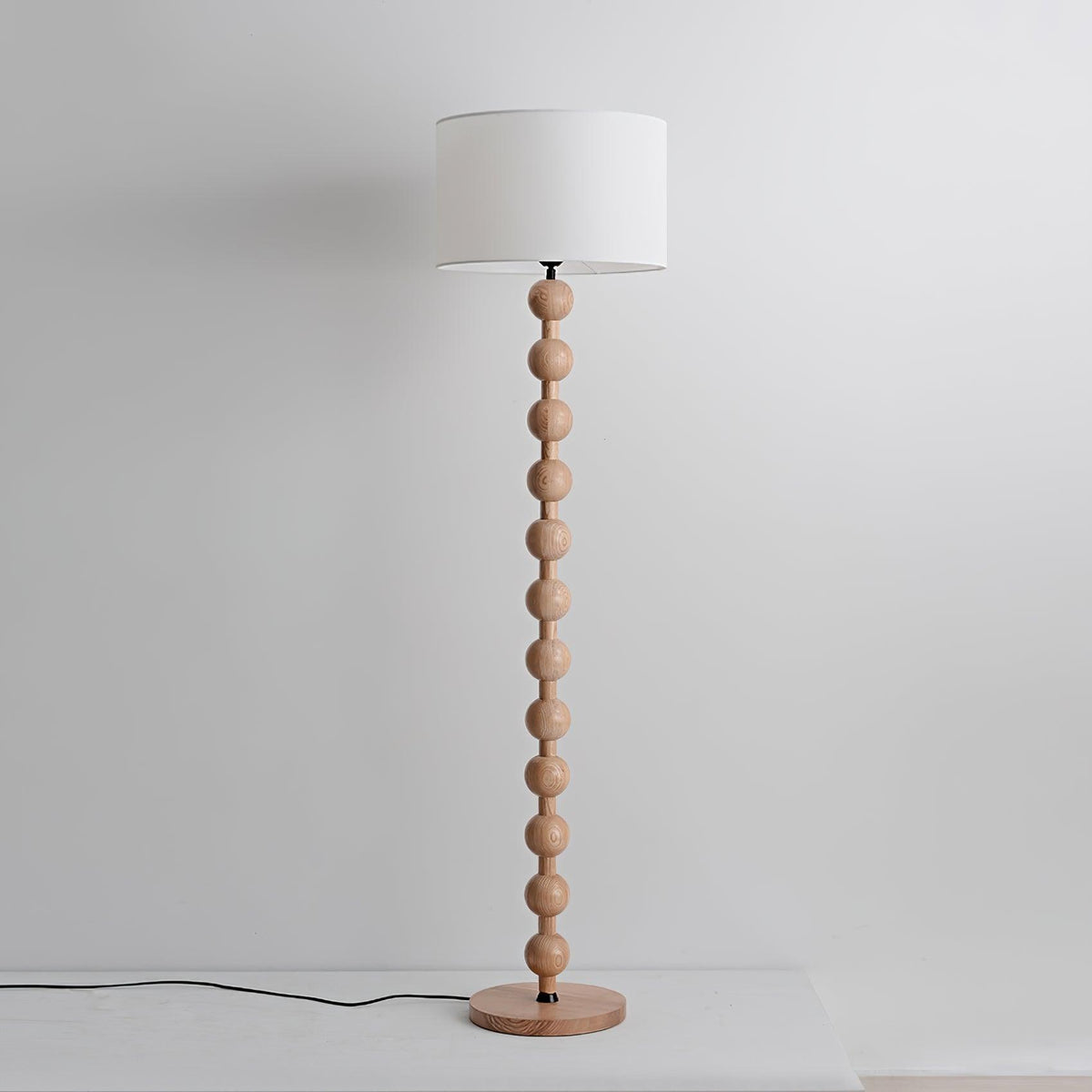 Tall Standing Lamp with White Shade 63 Inches Natural Wood Base Dimmable Accent Light for Bedroom Living Room Corner Reading Nook Modern Dec | Thomler