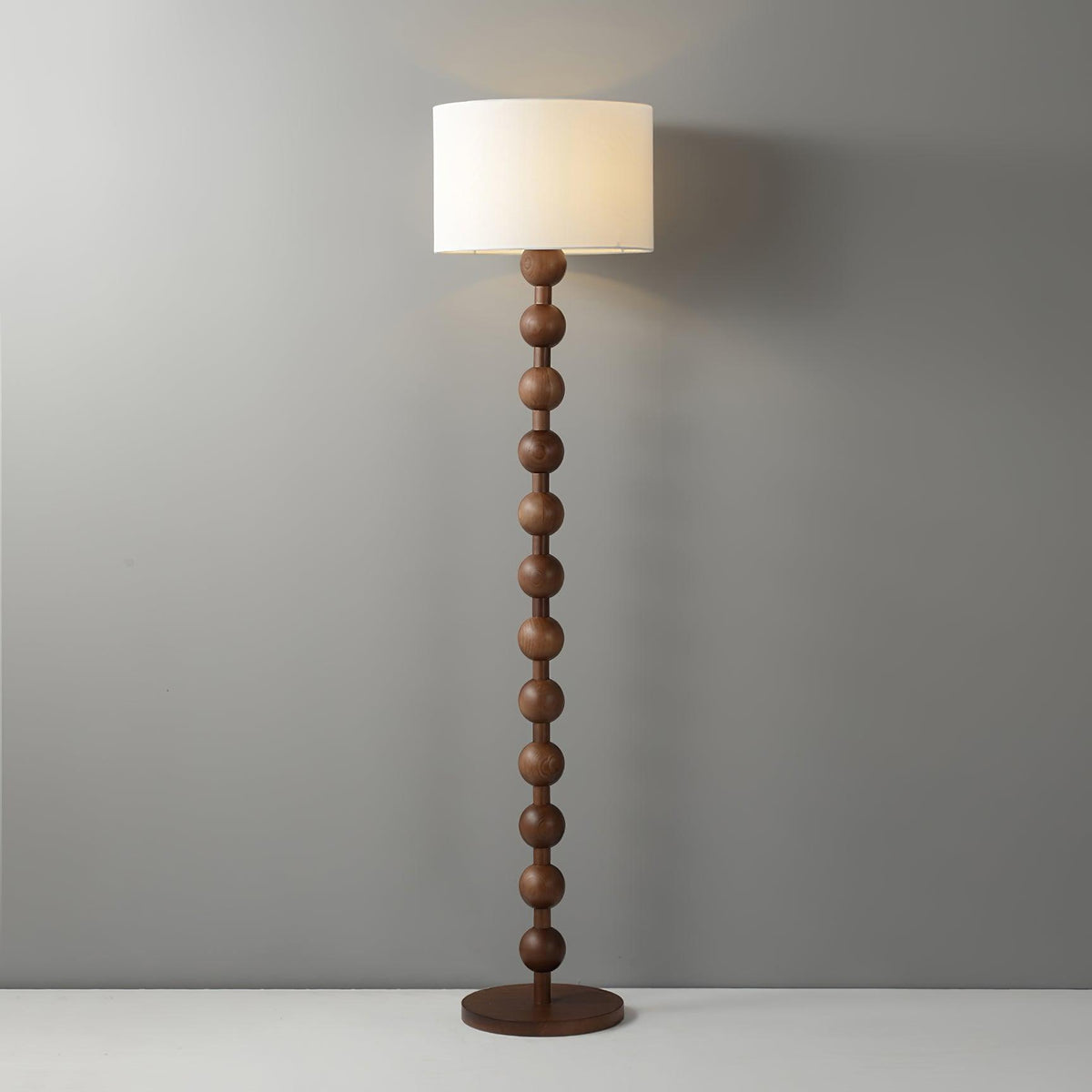 Tall Standing Lamp with White Shade 63 Inches Natural Wood Base Dimmable Accent Light for Bedroom Living Room Corner Reading Nook Modern Dec | Thomler