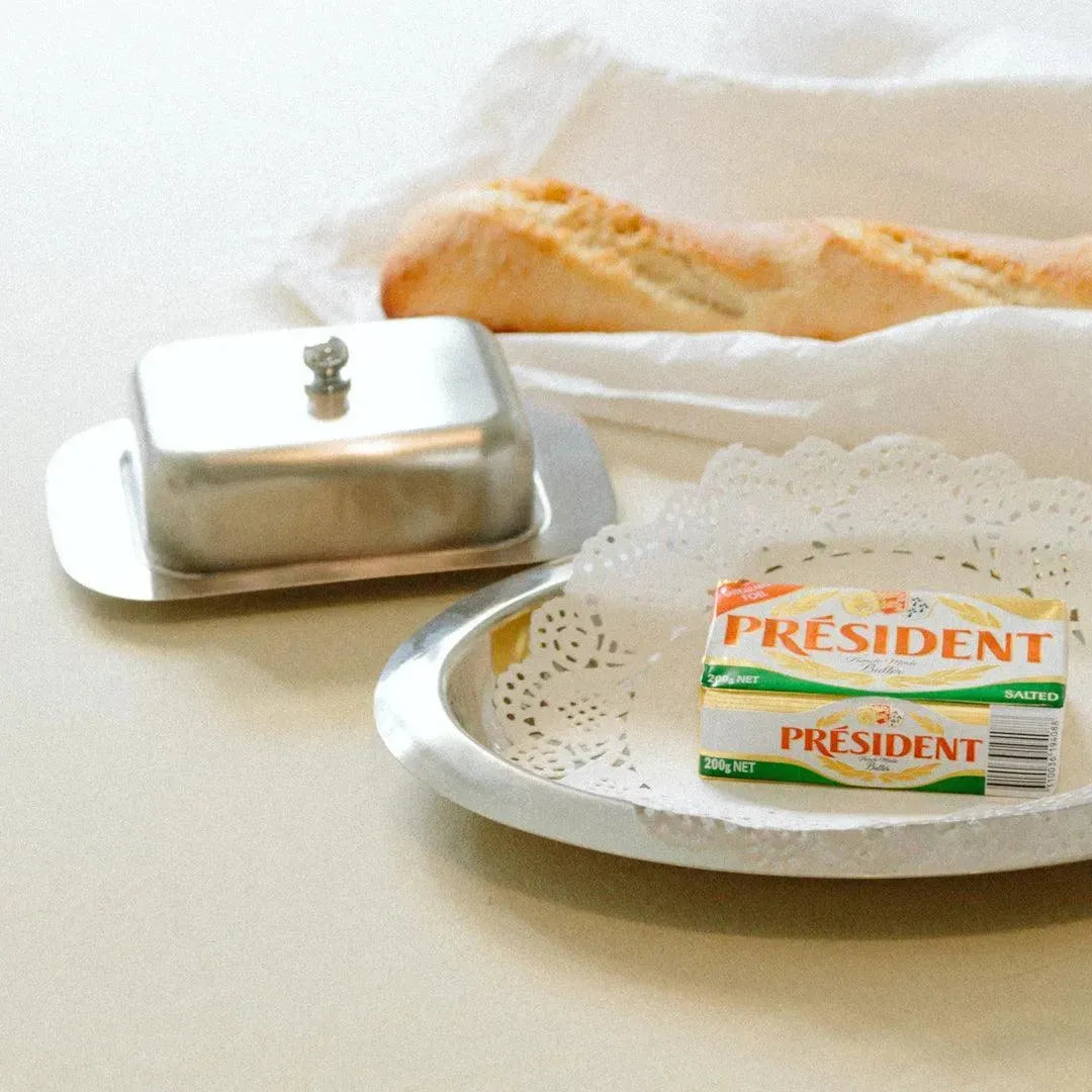 Recipiente de acero inoxidable con tapa para productos lácteos frescos, 7.5 pulgadas, contenedor de almacenamiento de mesa de cocina, diseño vintage | Thomler