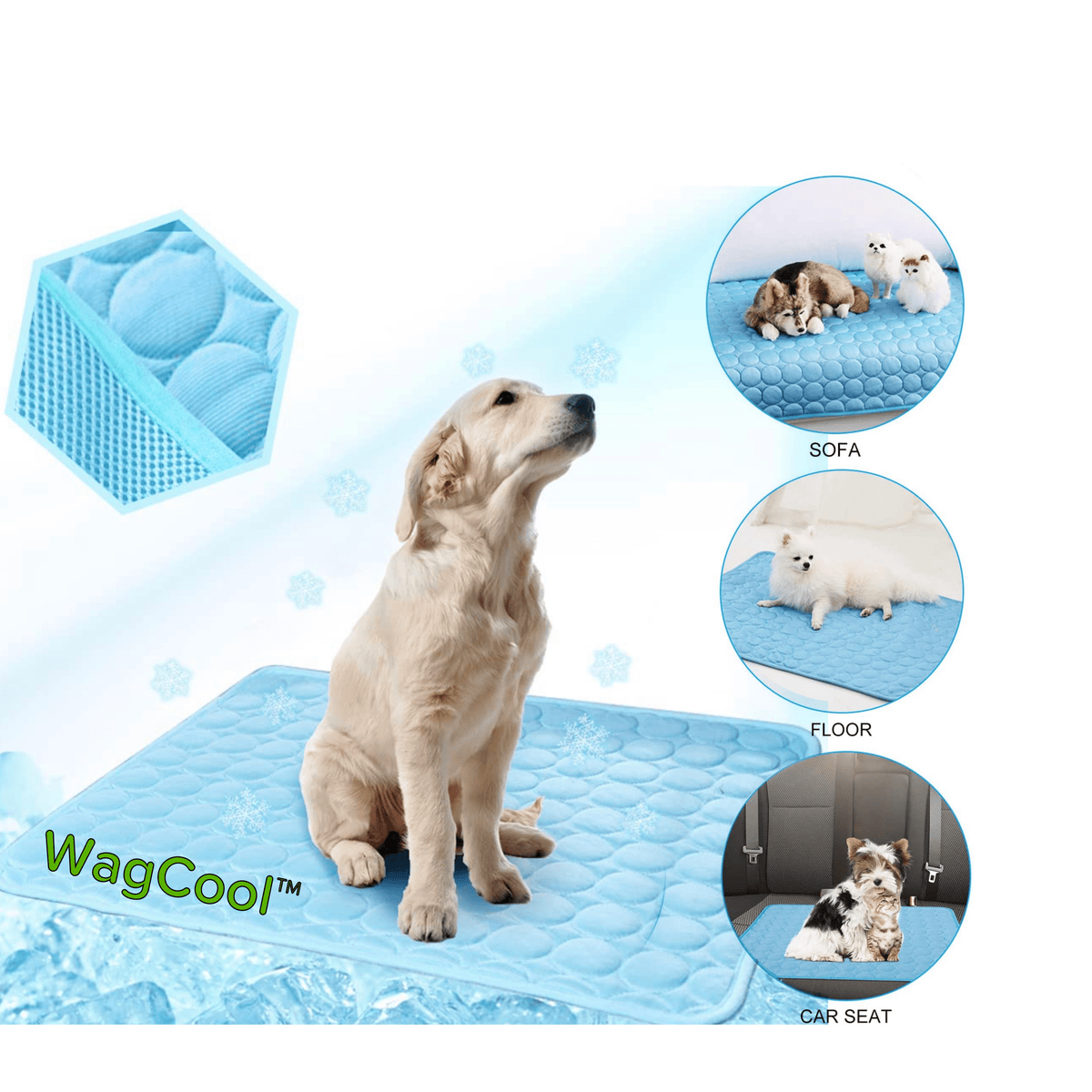 Self-Cooling Pet Mat for Dogs & Cats – Pressure-Activated Ice Silk, Machine Washable, Lightweight & Portable for Summer Heat Relief