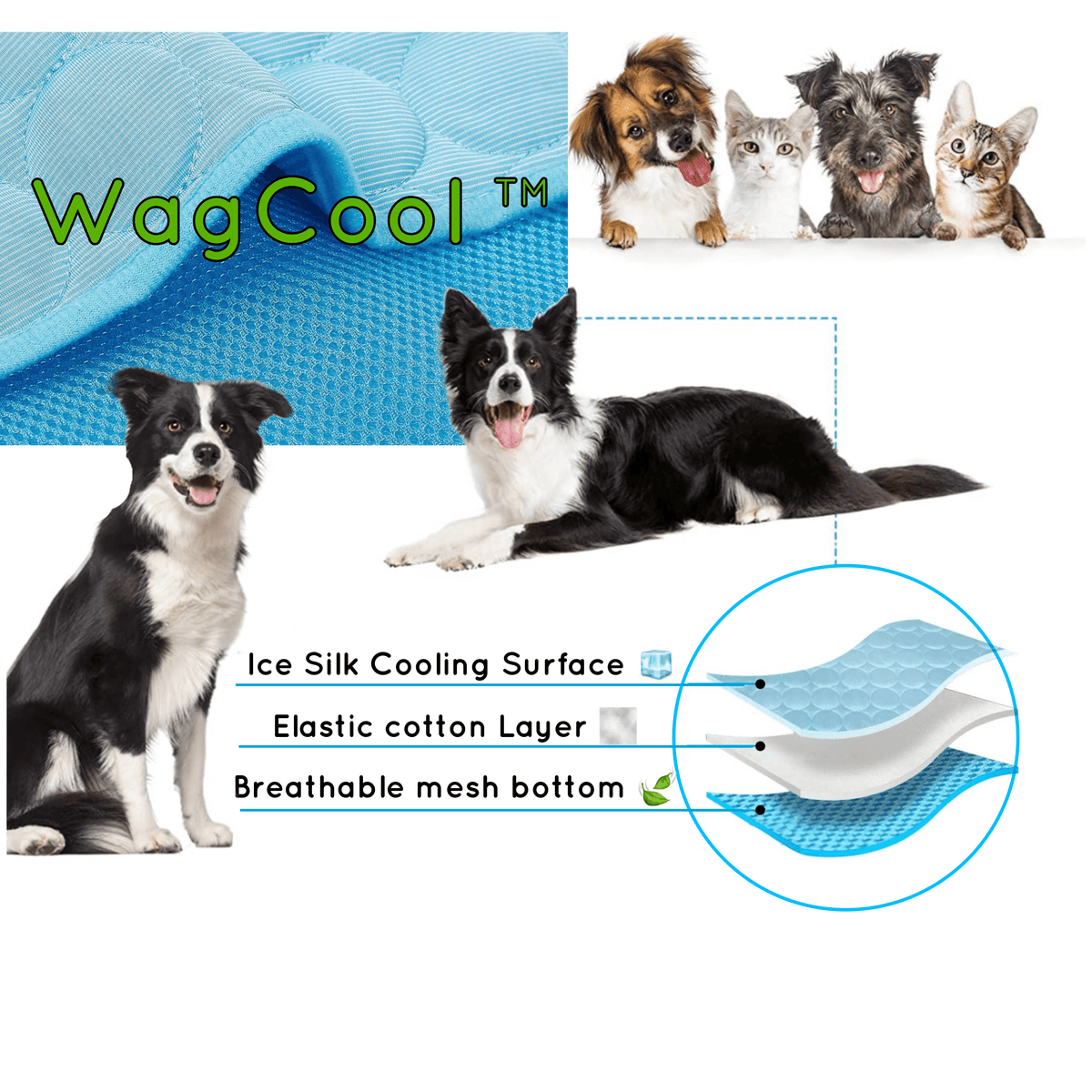 Self-Cooling Pet Mat for Dogs & Cats – Pressure-Activated Ice Silk, Machine Washable, Lightweight & Portable for Summer Heat Relief