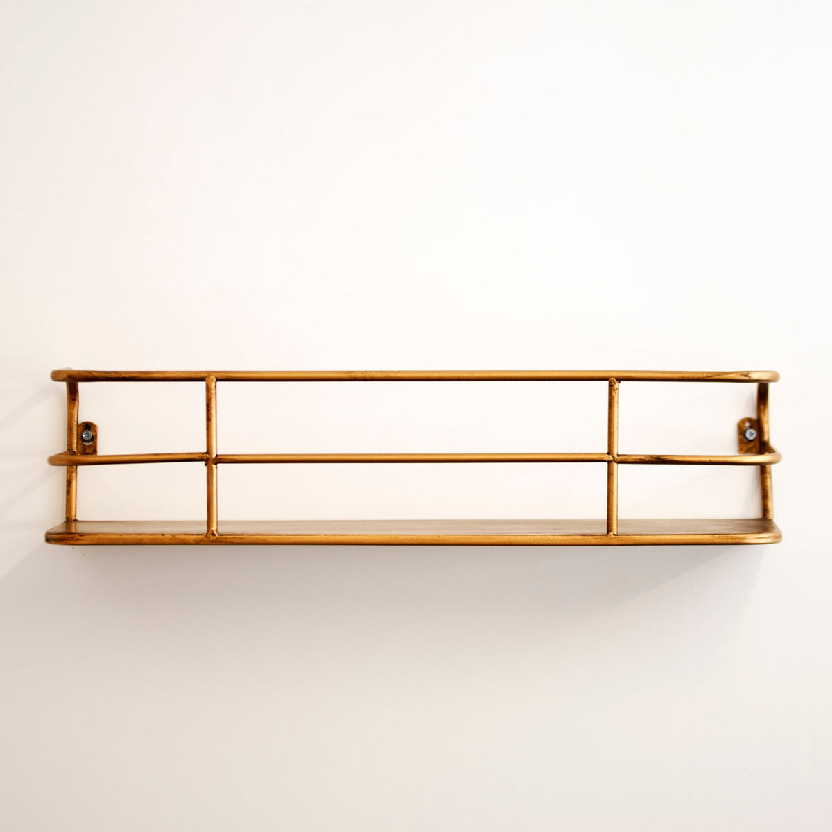 Floating Metal Display Shelf 22 Inches Wide Warm Brass Finish for Kitchen Bathroom Entryway Wire Frame Hanging Storage Organizer Rack | Thomler