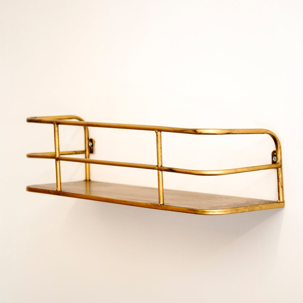 Floating Metal Display Shelf 22 Inches Wide Warm Brass Finish for Kitchen Bathroom Entryway Wire Frame Hanging Storage Organizer Rack | Thomler