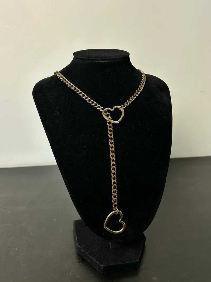 Stainless Steel Heart Pendant Necklace Cuban Link Chain Unisex Jewelry Silver Gold Black for Men Women Everyday Wear | Thomler