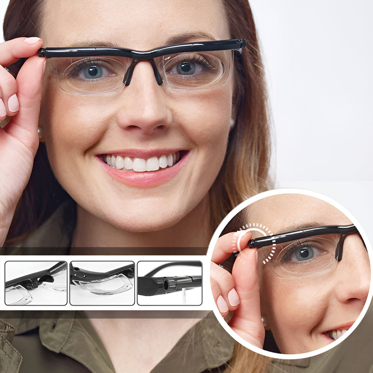 Adjustable Focus Reading Glasses with Dial Control for Near and Distance Vision, Variable Strength Eyewear for Men and Women | Thomler