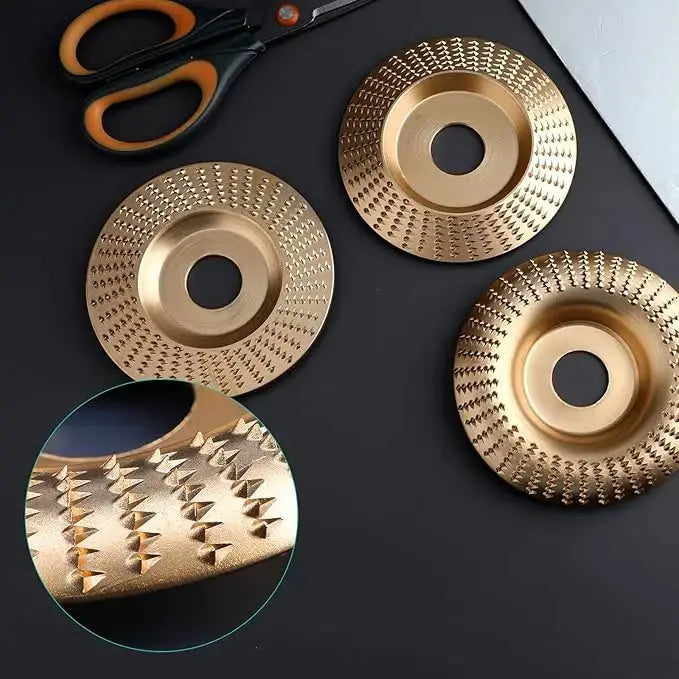 Tungsten Carbide Shaping Wheel Set for Angle Grinders – 3-Piece Wood Carving Sanding Disc Kit for Woodworking, Sculpting & Surface Finishing | Thomler