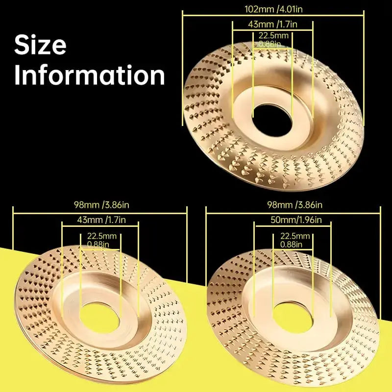 Tungsten Carbide Shaping Wheel Set for Angle Grinders – 3-Piece Wood Carving Sanding Disc Kit for Woodworking, Sculpting & Surface Finishing | Thomler