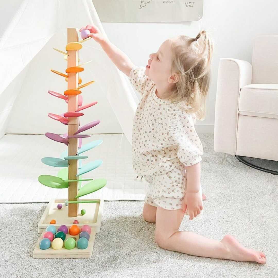 Torre de sonido de arcoíris de madera | Juego sensorial educativo