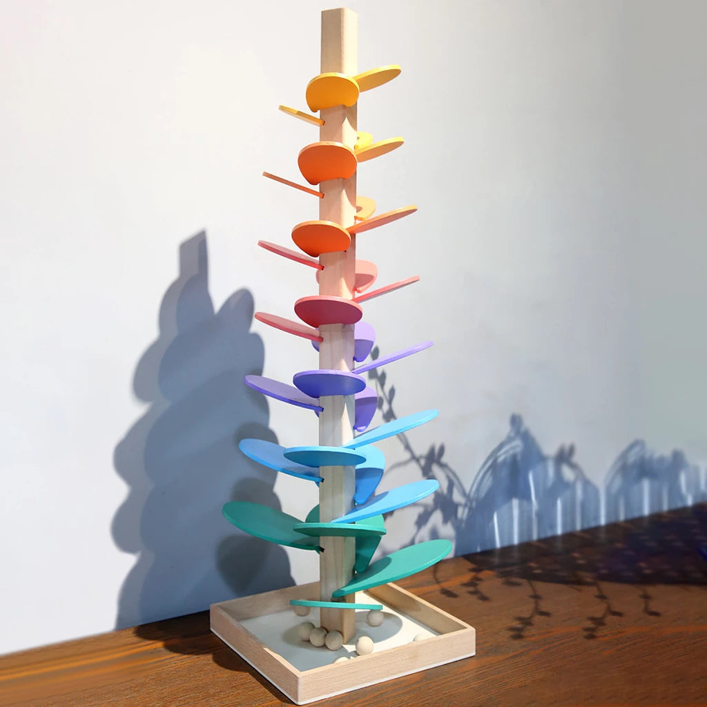 Torre de sonido de arcoíris de madera | Juego sensorial educativo