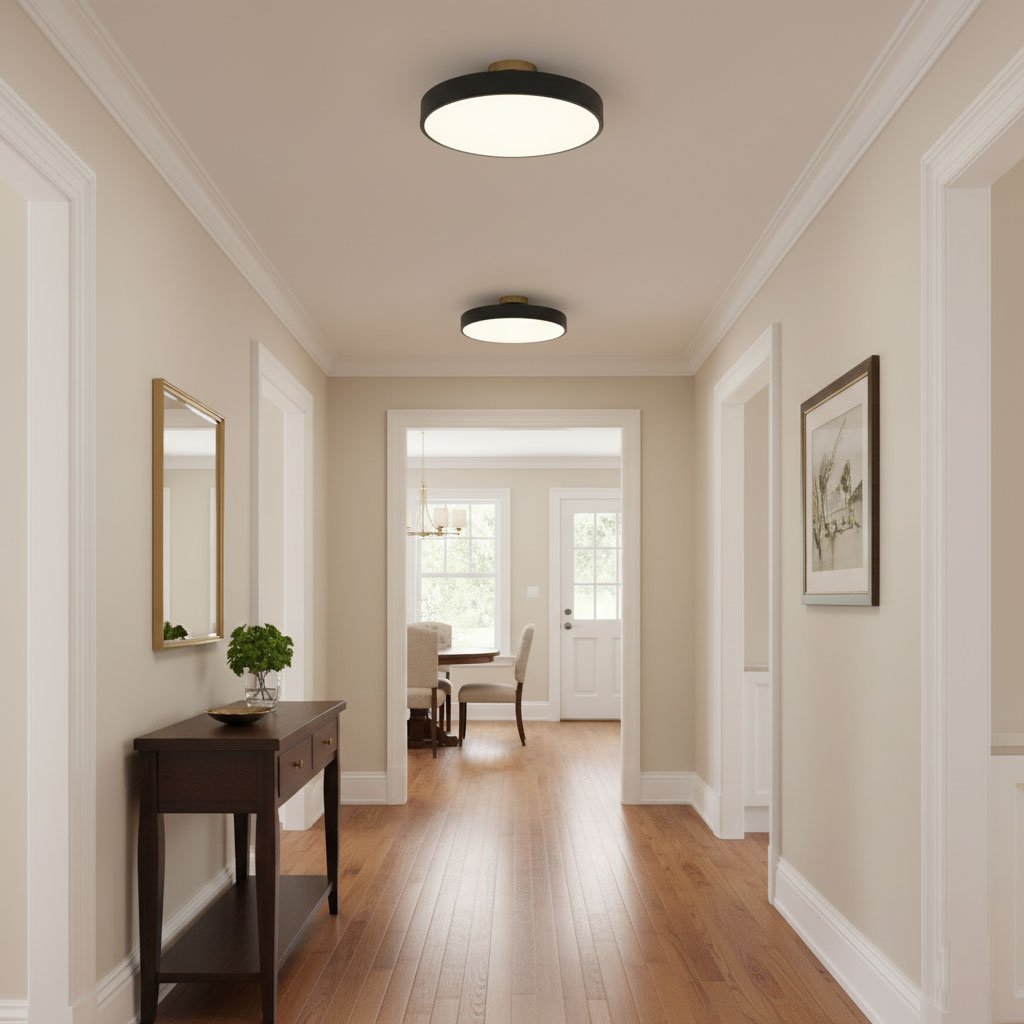 Lámpara de techo LED de 12 pulgadas, redonda, regulable, de bajo perfil para dormitorio, cocina, oficina, hogar, acrílico moderno | Thomler