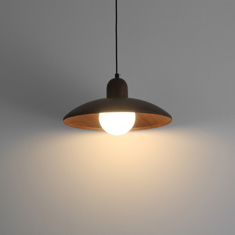 Wood Dome Ceiling Pendant 12 in Walnut Hanging Light for Kitchen Island Dining Table Minimalist Adjustable Cord E27 Socket 110V | Thomler