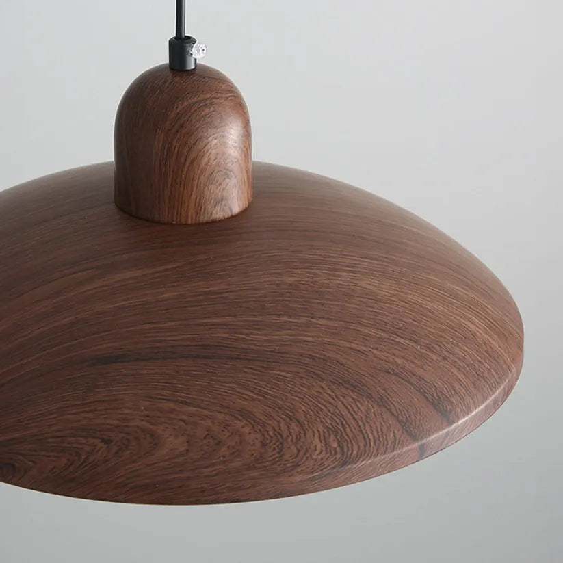 Wood Dome Ceiling Pendant 12 in Walnut Hanging Light for Kitchen Island Dining Table Minimalist Adjustable Cord E27 Socket 110V | Thomler