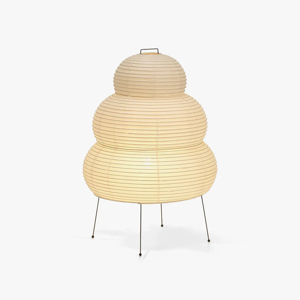 Handcrafted Paper Shade Accent Lamp 10 in Wide Warm Glow LED Bedside Nightlight for Bedroom Office Desktop Reading Nook Minimalist Japanese