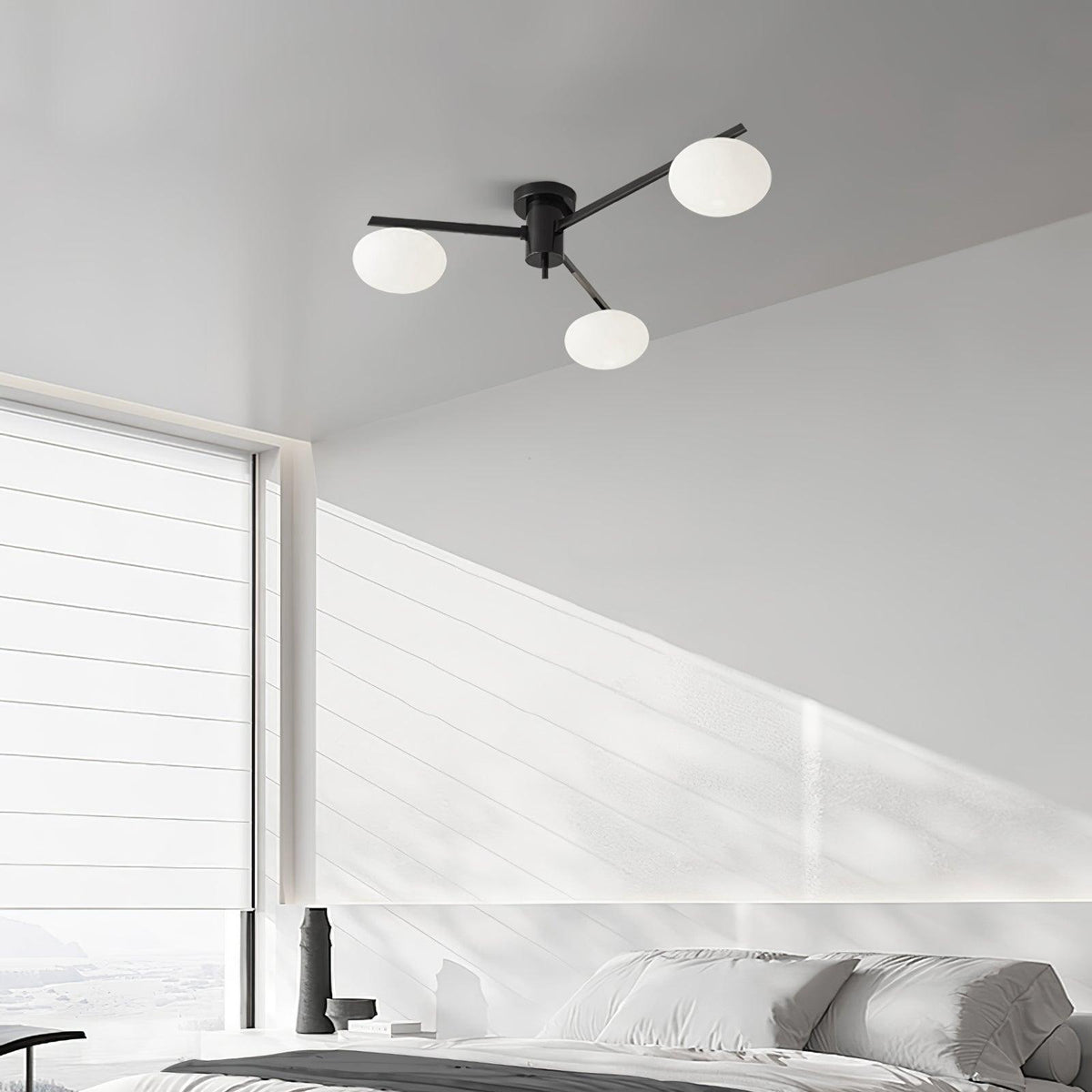 Lámpara de techo semiempotrada ajustable con brazos múltiples y globos esmerilados para comedor, cocina o sala de estar | Estructura en negro o latón, casquillo G9 | Thomler