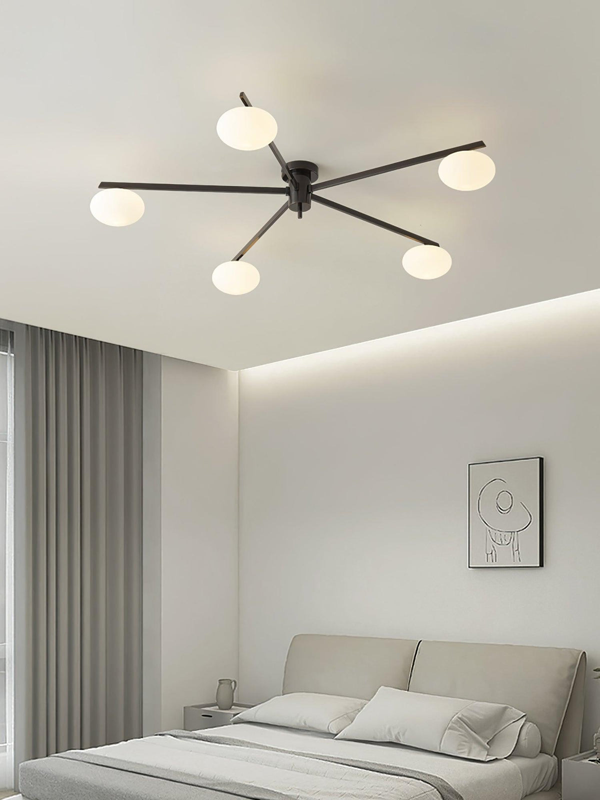 Lámpara de techo semiempotrada ajustable con brazos múltiples y globos esmerilados para comedor, cocina o sala de estar | Estructura en negro o latón, casquillo G9 | Thomler