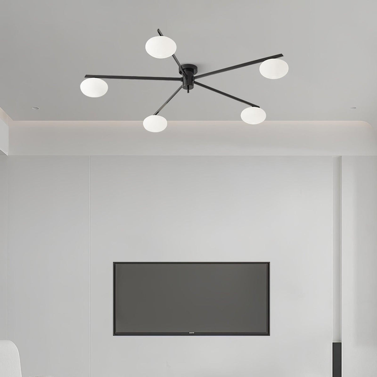 Lámpara de techo semiempotrada ajustable con brazos múltiples y globos esmerilados para comedor, cocina o sala de estar | Estructura en negro o latón, casquillo G9 | Thomler