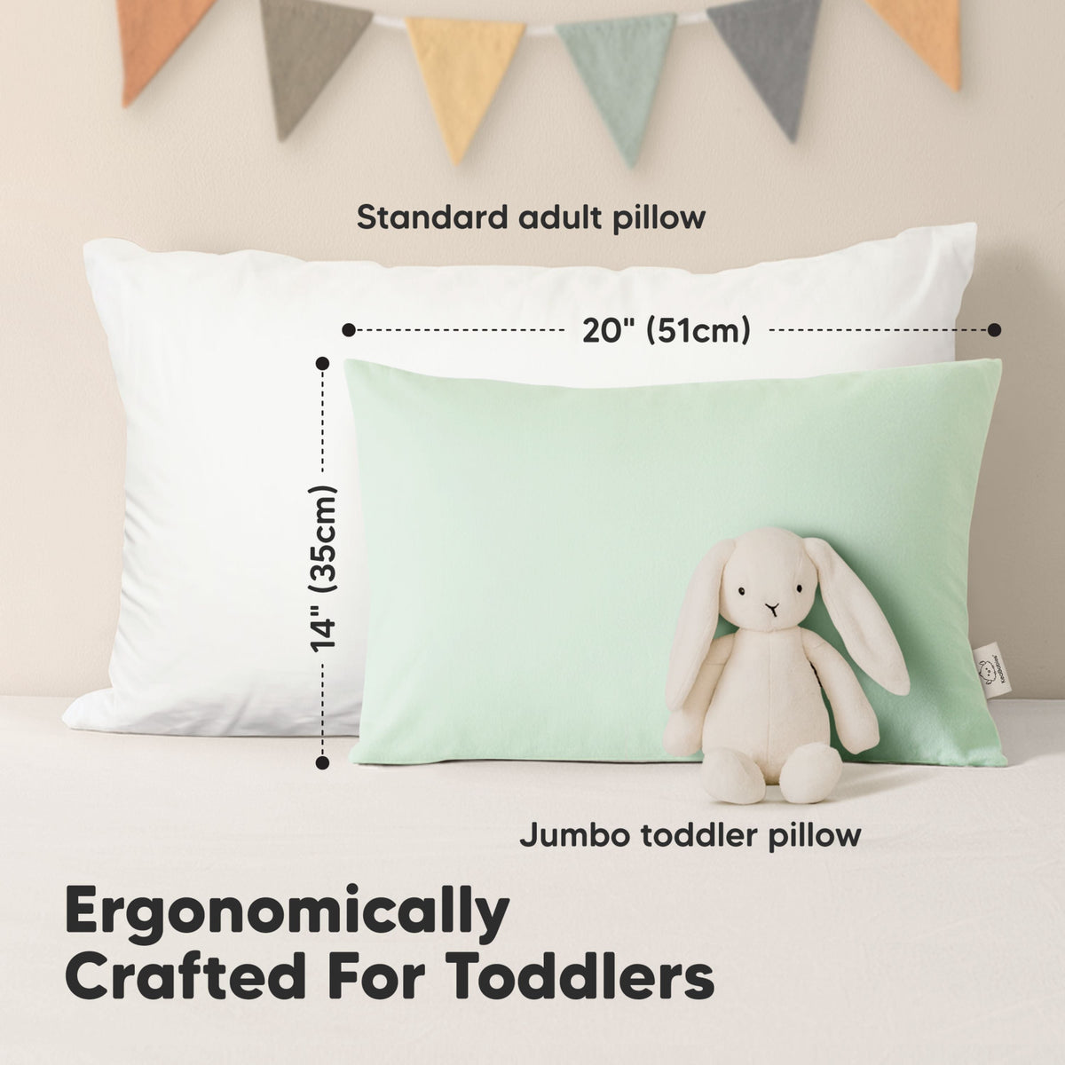 2-Pack Jumbo Toddler Pillows Without Pillowcase