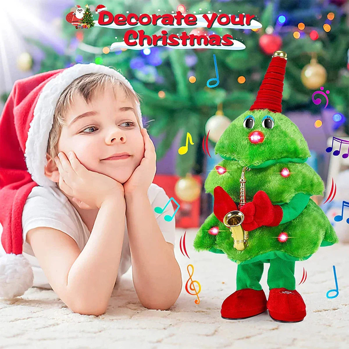 Animated Musical Holiday Tree Plush Toy for Kids & Home Decor | Thomler