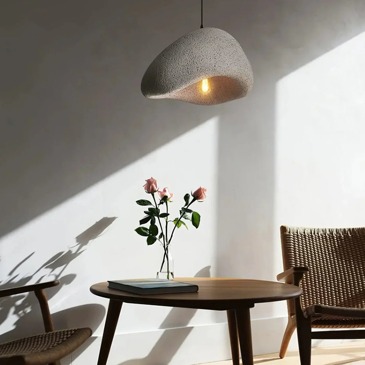 Ceiling Pendant Light Fixture Minimalist Japanese Design HDPE Glass Iron Hardwired for Dining Room Kitchen Island Living Room Bedroom Modern | Thomler