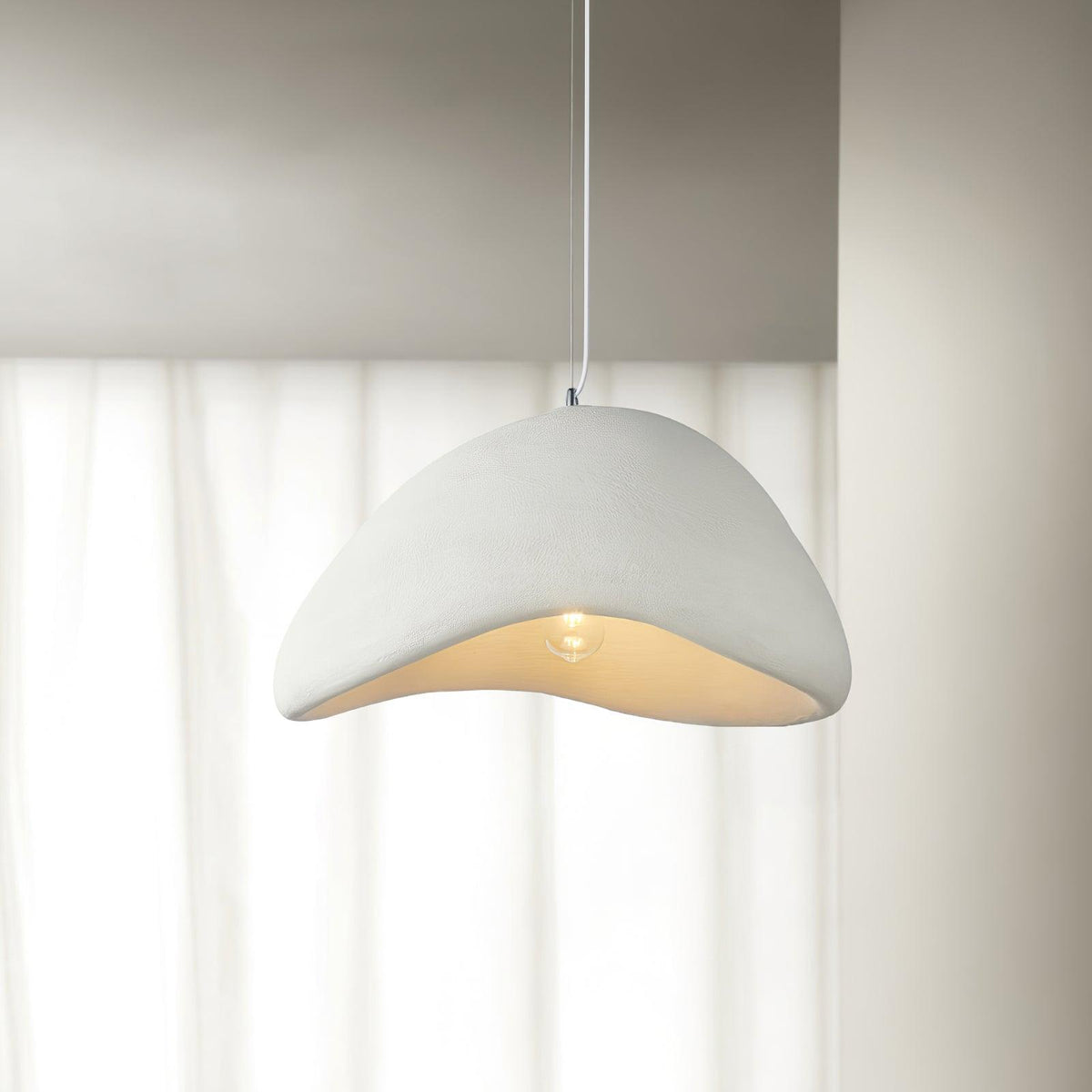 Lámpara de techo colgante esférica con altura ajustable para isla de cocina, comedor y dormitorio | Gris blanco, compatible con LED, para interiores