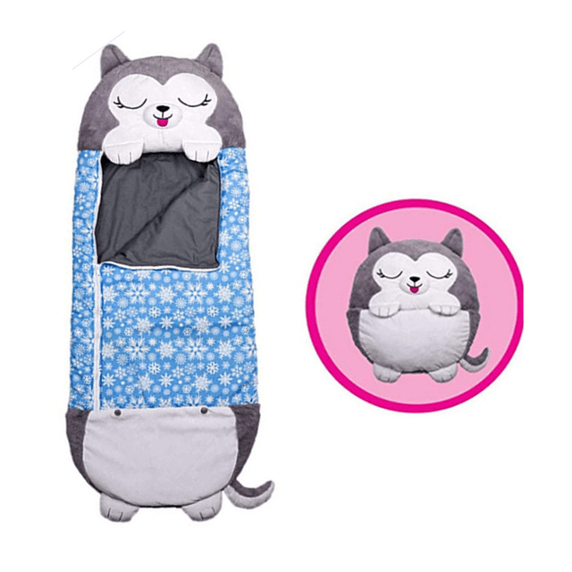 Saco de dormir con diseño de animal para niños: peluche para dormir con almohada integrada para fiestas de pijamas y viajes