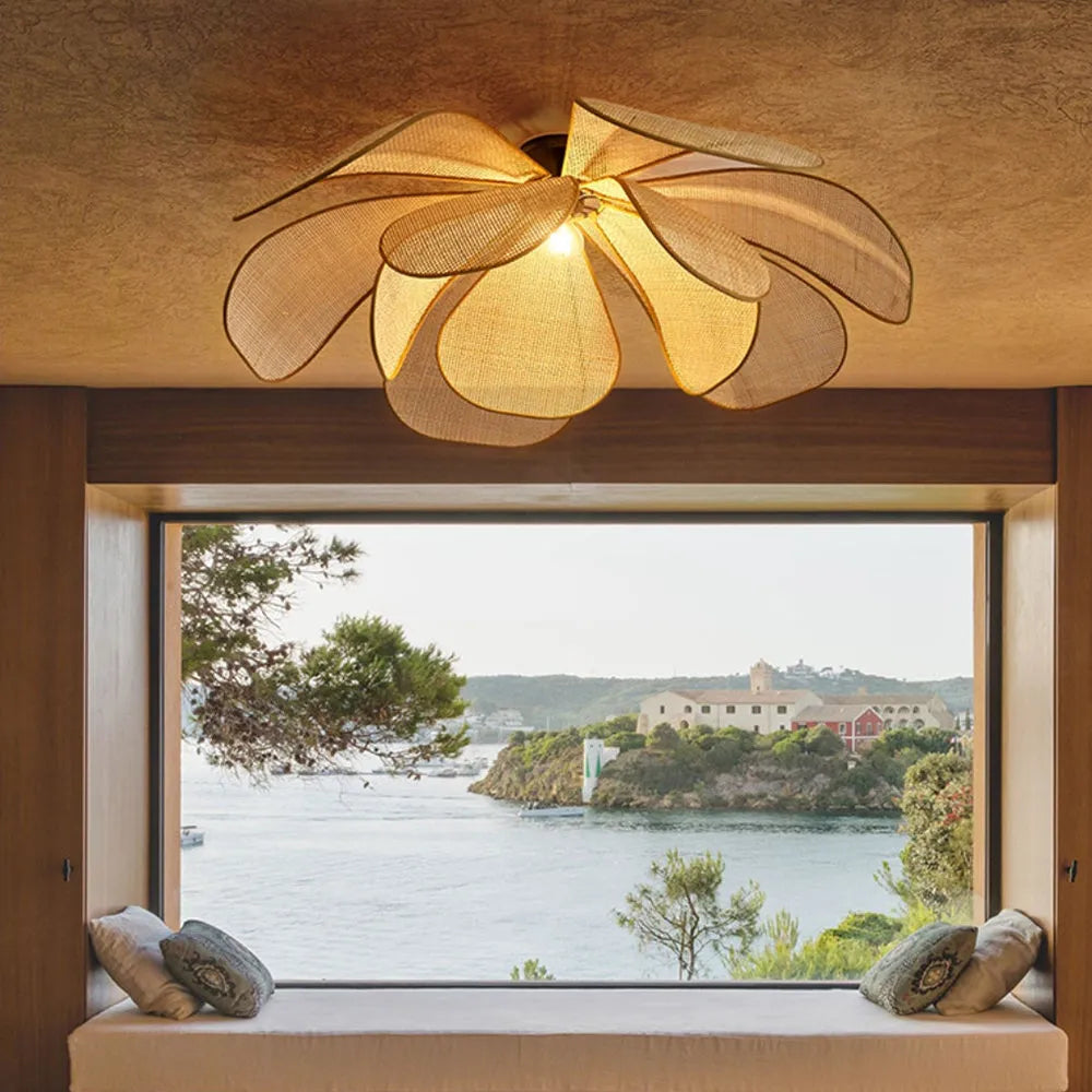 Handwoven Woven Wicker Hanging Fixture 20-Inch Natural Tone Adjustable Overhead Illumination for Kitchens Dining Spaces Islands Counter Tabl
