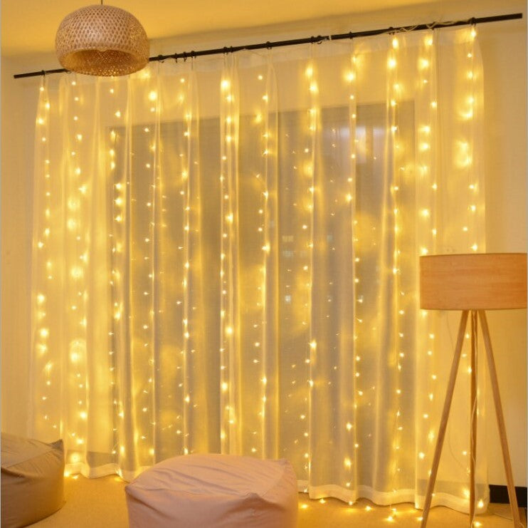 LED-Vorhang-Lichterkette Warmweiß USB-betrieben mit Fernbedienung 8 Modi für Innen- und Außenbereich Terrasse Schlafzimmer Hochzeit Party Dekorative Wasserdicht