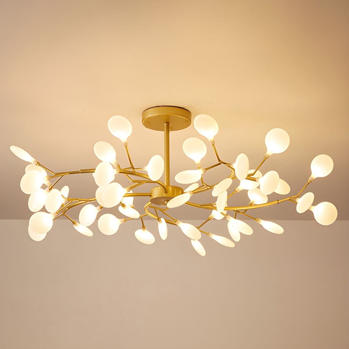 Lámpara de araña de ramas acrílicas con luces LED ajustables para comedor y entrada - de 30 a 63 ramas de luz - Regulable, acabado en metal dorado o negro