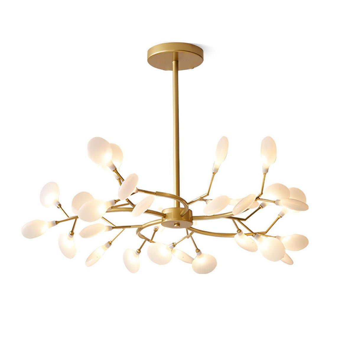 Lámpara de araña de ramas acrílicas con luces LED ajustables para comedor y entrada - de 30 a 63 ramas de luz - Regulable, acabado en metal dorado o negro